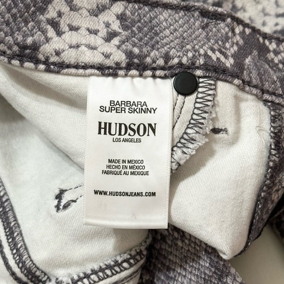 Hudson Barbara Super Skinny Gray/White Python Snakeskin Silver Coated Jeans - 28 - Picture 16 of 17